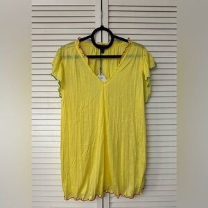 Love Ever After Bright Yellow Ruffle Trim V-Neck Tunic, Size: 3X, NWT